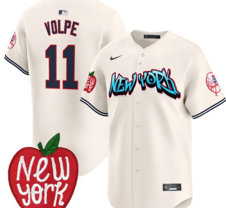 Anthony Volpe Jersey 11 New York Yankees Apple Patch Vapor Premier Limited Stitched Cream