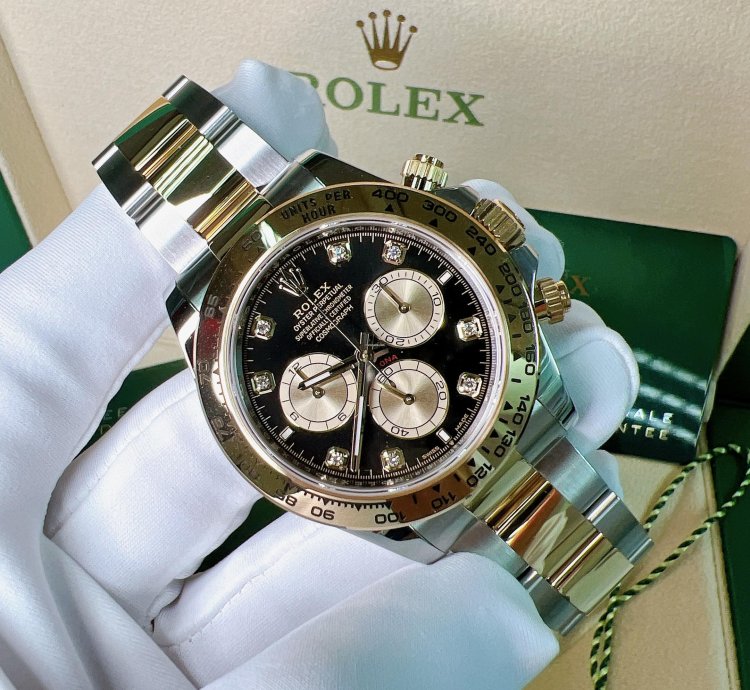 Rolex Daytona 2025 New Daytona Yellow Gold Two Tone Black Diamond Dial