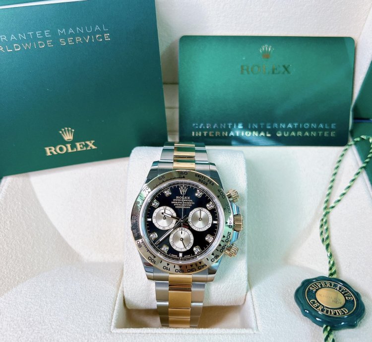 Rolex Daytona 2025 New Daytona Yellow Gold Two Tone Black Diamond Dial