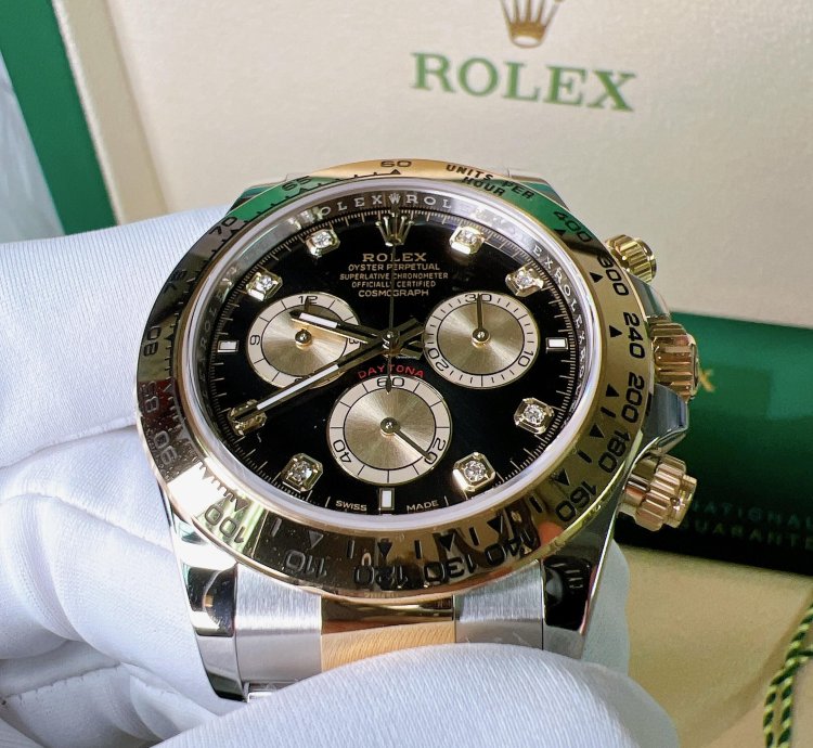 Rolex Daytona 2025 New Daytona Yellow Gold Two Tone Black Diamond Dial