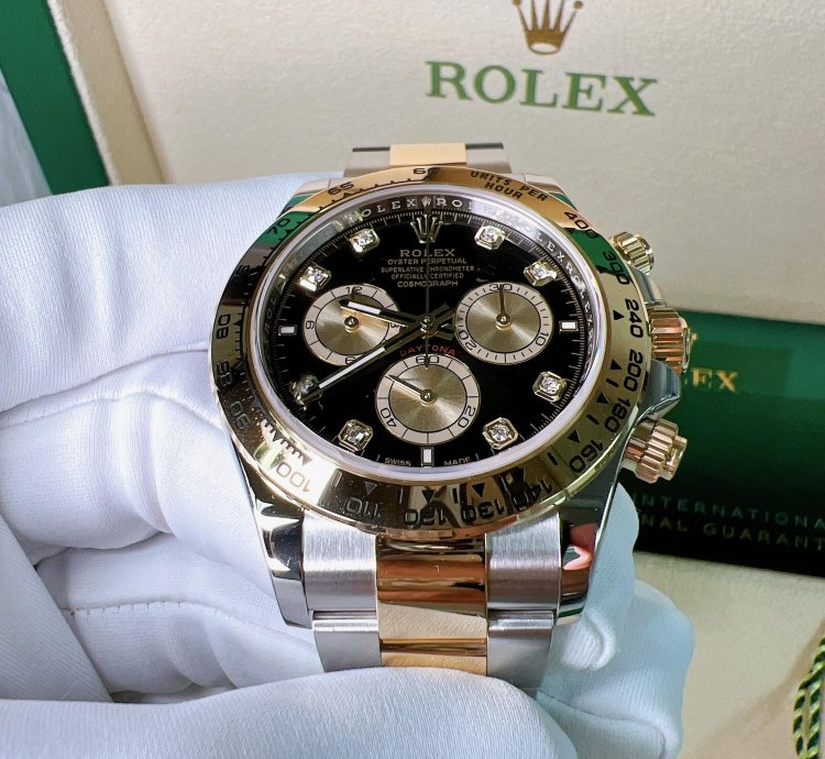 Rolex Daytona 2025 New Daytona Yellow Gold Two Tone Black Diamond Dial