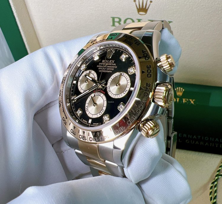 Rolex Daytona 2025 New Daytona Yellow Gold Two Tone Black Diamond Dial