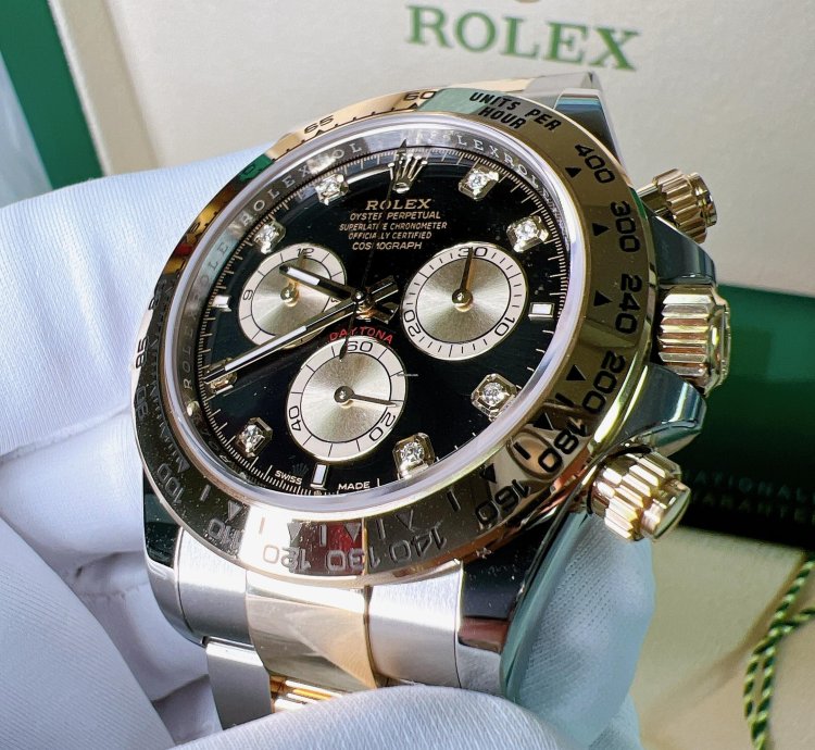 Rolex Daytona 2025 New Daytona Yellow Gold Two Tone Black Diamond Dial