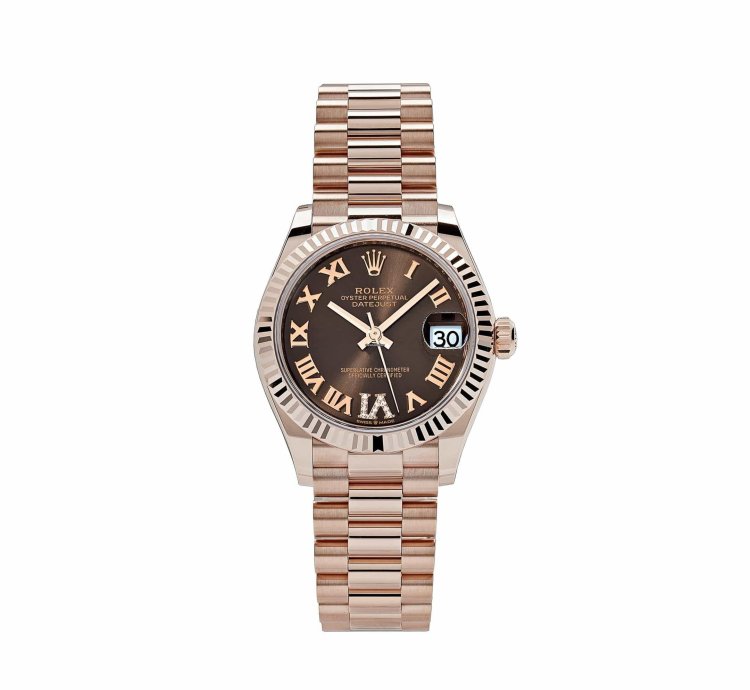 Rolex Datejust 31 278275 Ladies Rose Gold Diamond Chocolate Dial President 2024