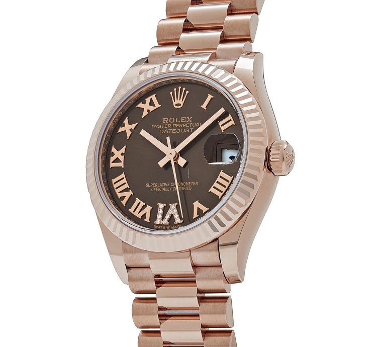 Rolex Datejust 31 278275 Ladies Rose Gold Diamond Chocolate Dial President 2024