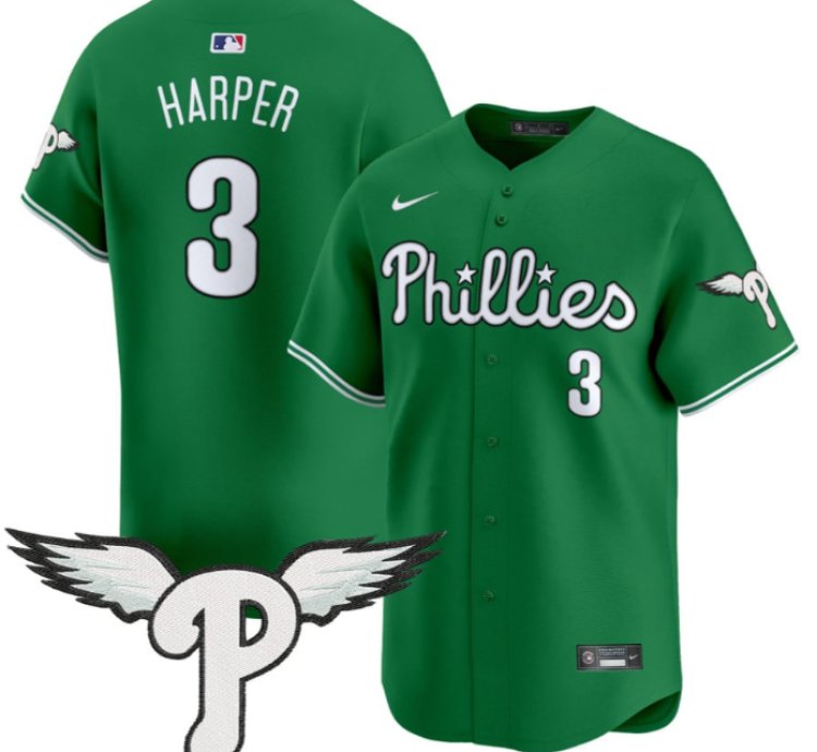 Bryce Harper Jersey 3 Philadelphia Phillies 2025 Vapor Premier Limited Stitched Kelly Green