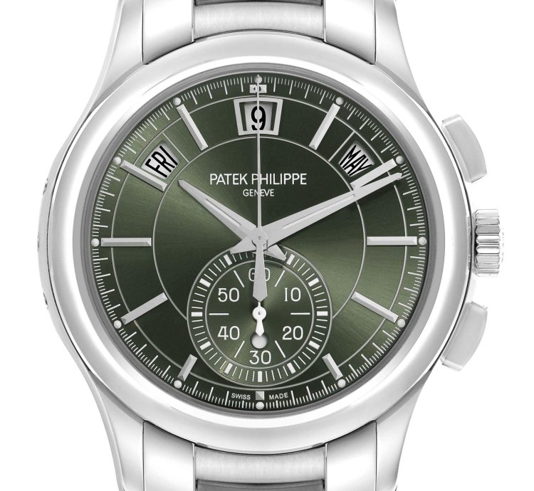 Patek Philippe Annual Calendar Chronograph Complications Annual Calendar Steel Mens Watch 5905 Box Papers