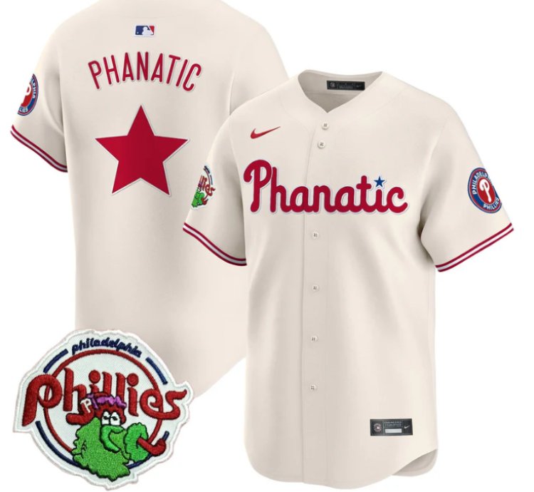 Phanatic Jersey Phillies Phanatic Patch Vapor Premier Limited Stitched Cream