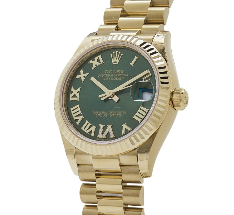 Rolex Datejust 31 278278 Ladies Yellow Gold Diamond Green Dial President 2023