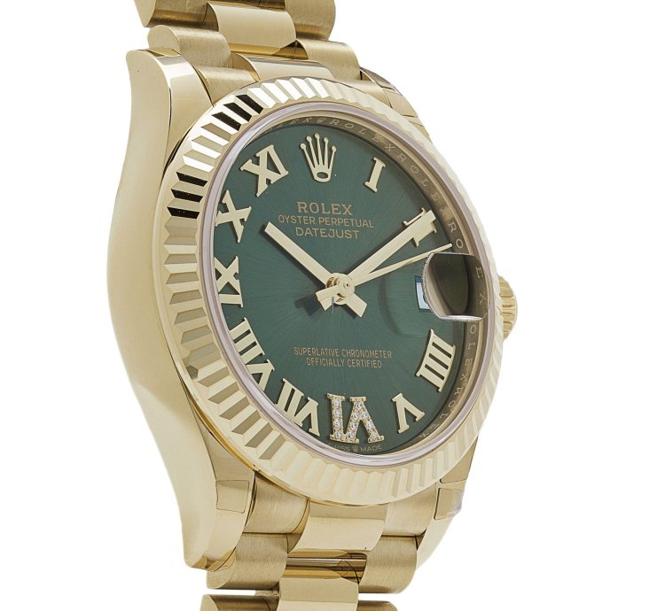 Rolex Datejust 31 278278 Ladies Yellow Gold Diamond Green Dial President 2023