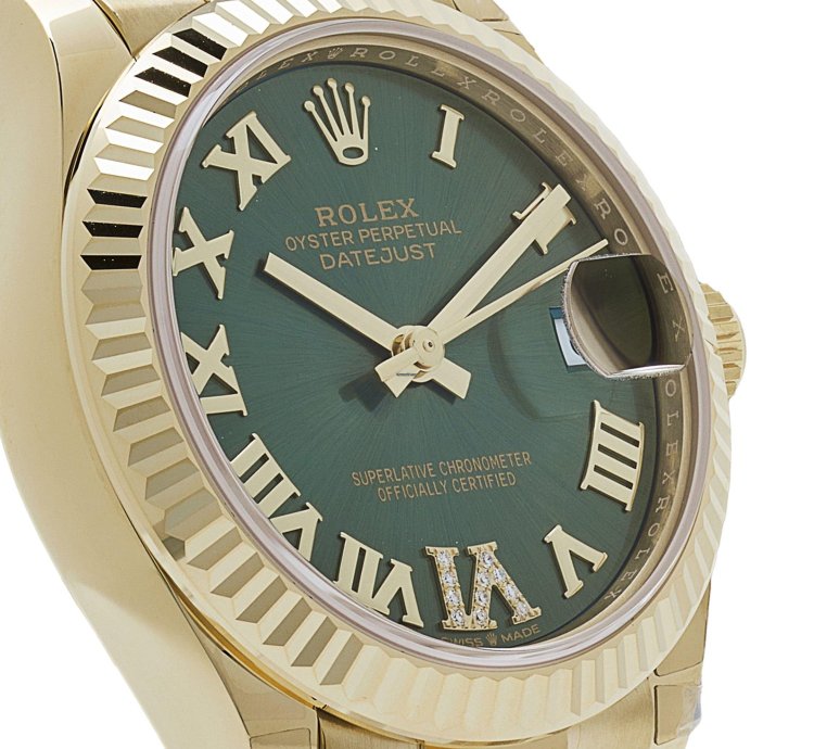 Rolex Datejust 31 278278 Ladies Yellow Gold Diamond Green Dial President 2023