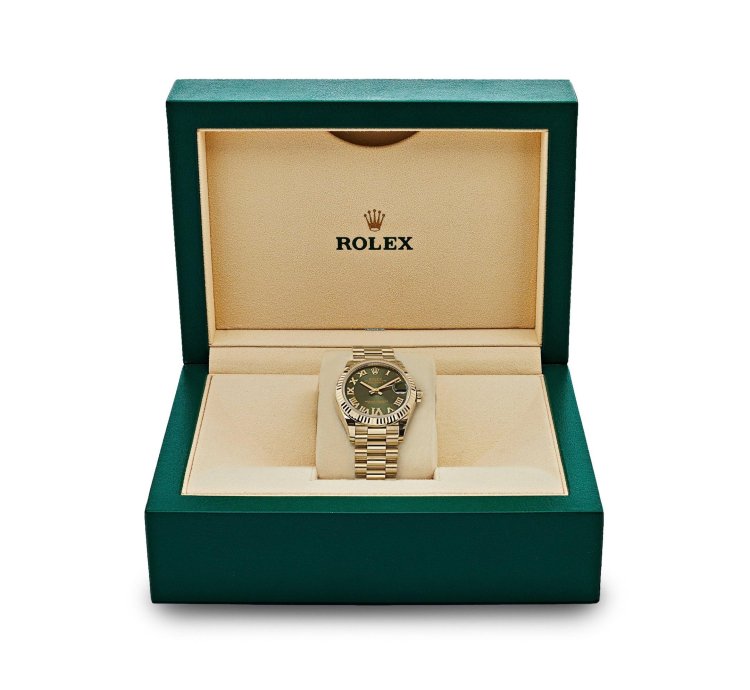 Rolex Datejust 31 278278 Ladies Yellow Gold Diamond Green Dial President 2023