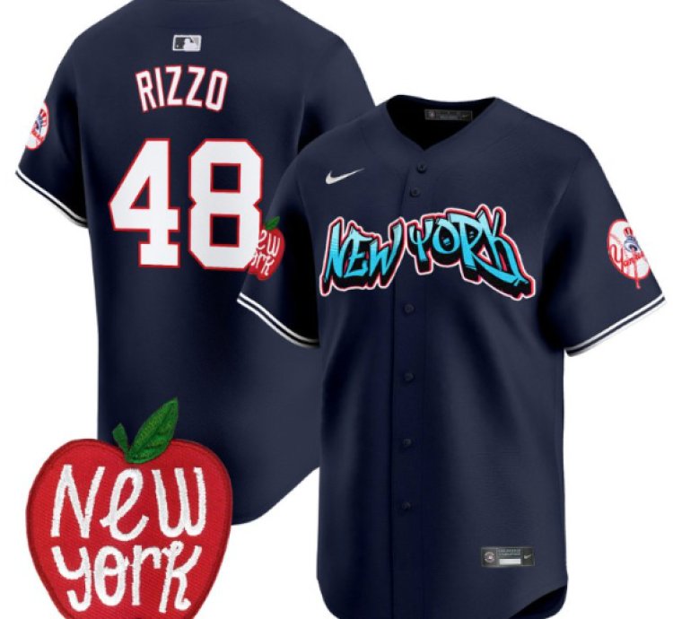 Anthony Rizzo Jersey 48 New York Yankees Apple Patch Vapor Premier Limited Stitched Navy