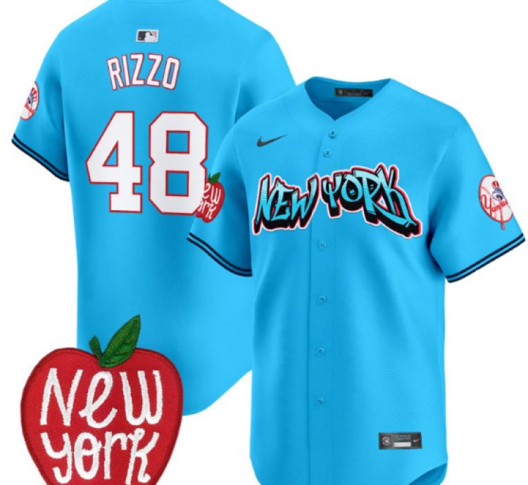 Anthony Rizzo Jersey 48 New York Yankees Apple Patch Vapor Premier Limited Stitched Light Blue