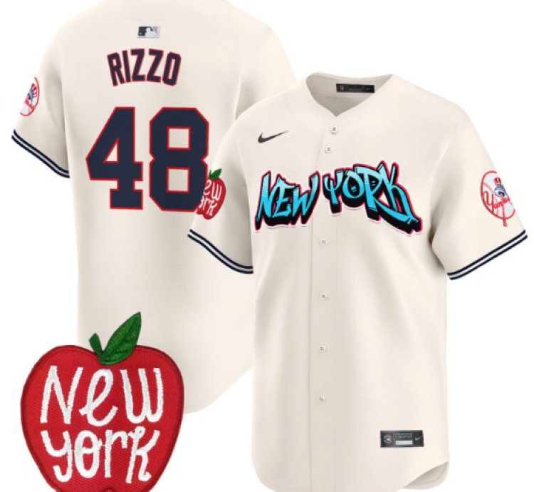 Anthony Rizzo Jersey 48 New York Yankees Apple Patch Vapor Premier Limited Stitched Cream