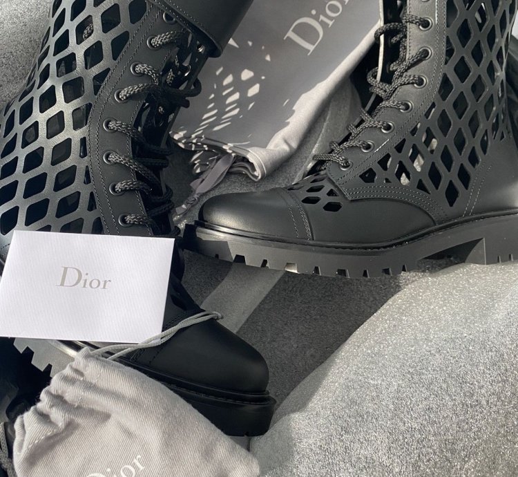 Dior -trap Leather Lace-up Boots
