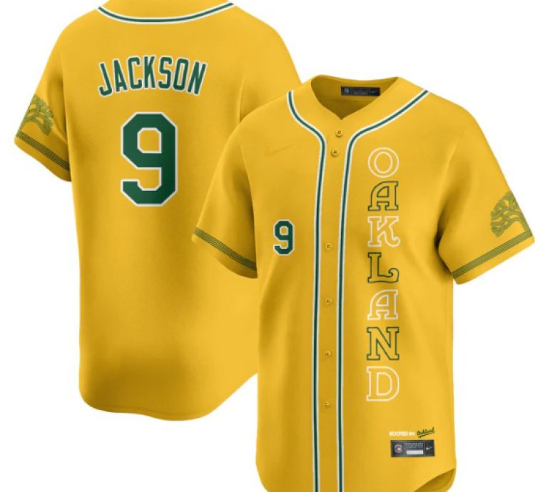 Reggie Jackson Jersey 9 Oakland Athletics City Connect Concept Stitched Yellow