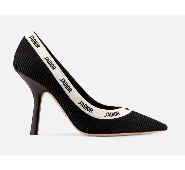 Dior Adior Jadior Black White Ribbon Logo Heel Pump 39 5