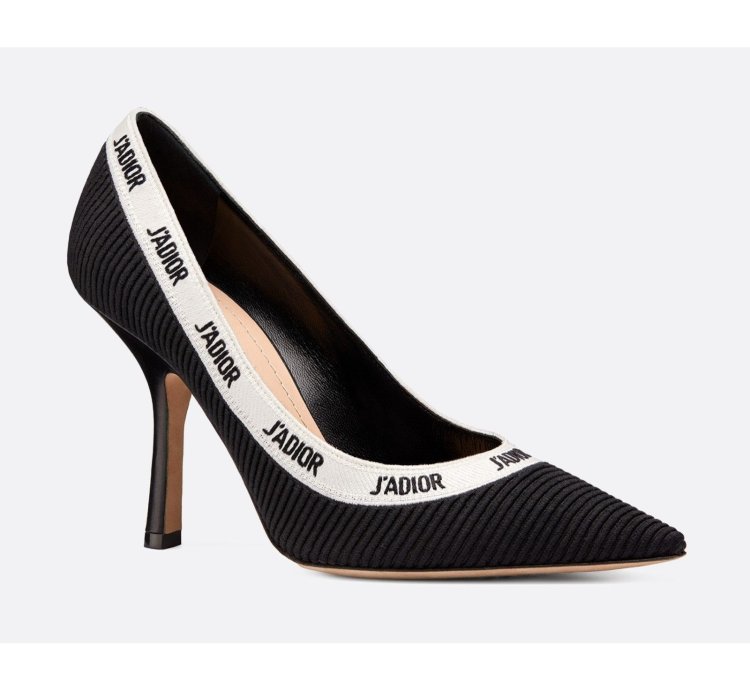 Dior Adior Jadior Black White Ribbon Logo Heel Pump 39 5