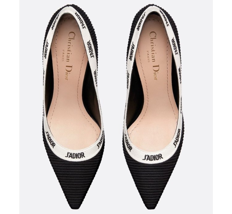 Dior Adior Jadior Black White Ribbon Logo Heel Pump 39 5
