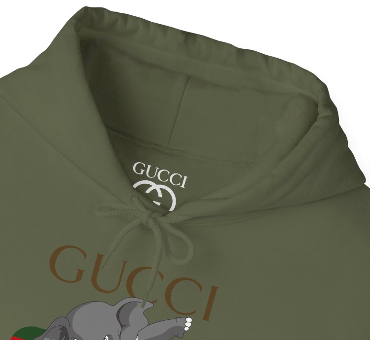 Gucci Elephant Military Green Hoodie - Size Usa