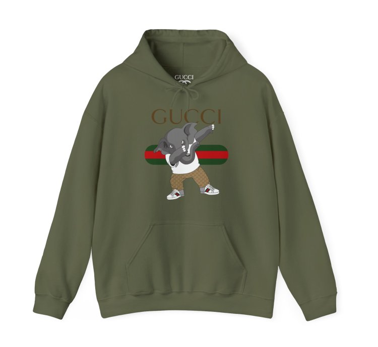 Gucci Elephant Military Green Hoodie - Size Usa