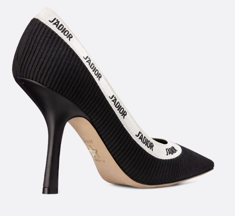 Dior Adior Jadior Black White Ribbon Logo Heel Pump 39 5