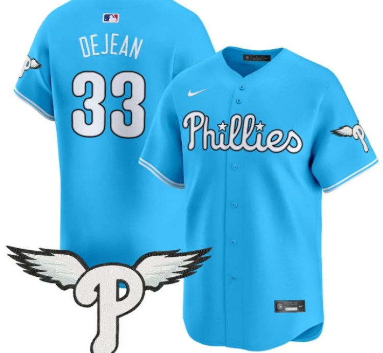 Cooper Dejean Jersey 33 Philadelphia Phillies 2025 Vapor Premier Limited Stitched Light Blue