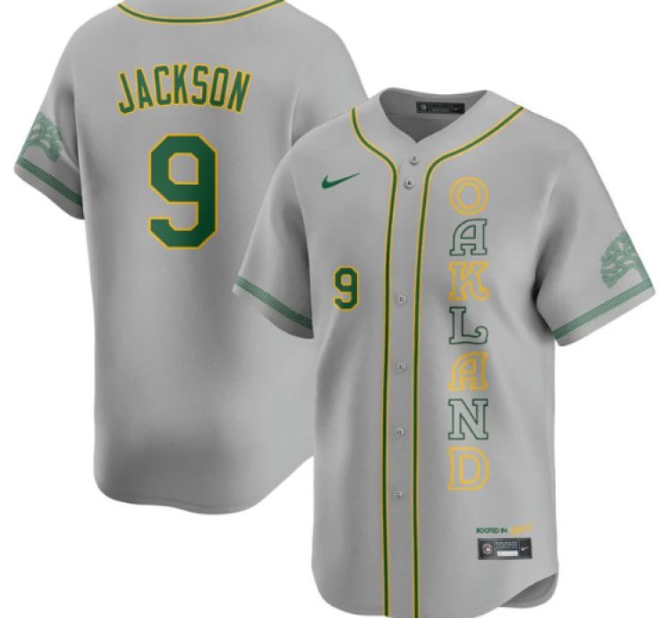 Reggie Jackson Jersey 9 Oakland Athletics City Connect Concept Stitched Gray