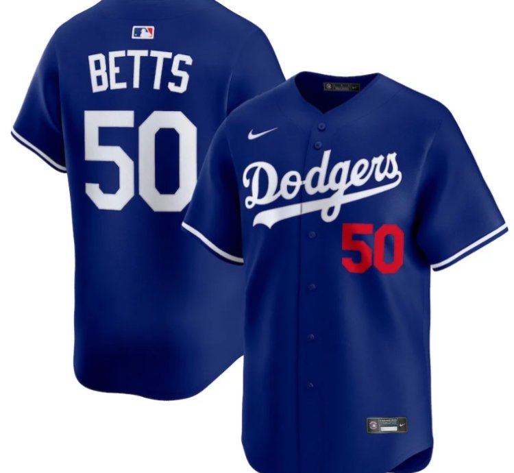 Mookie Betts 50 Los Angeles Dodgers Alternate Limited Player Men Jersey - Royal