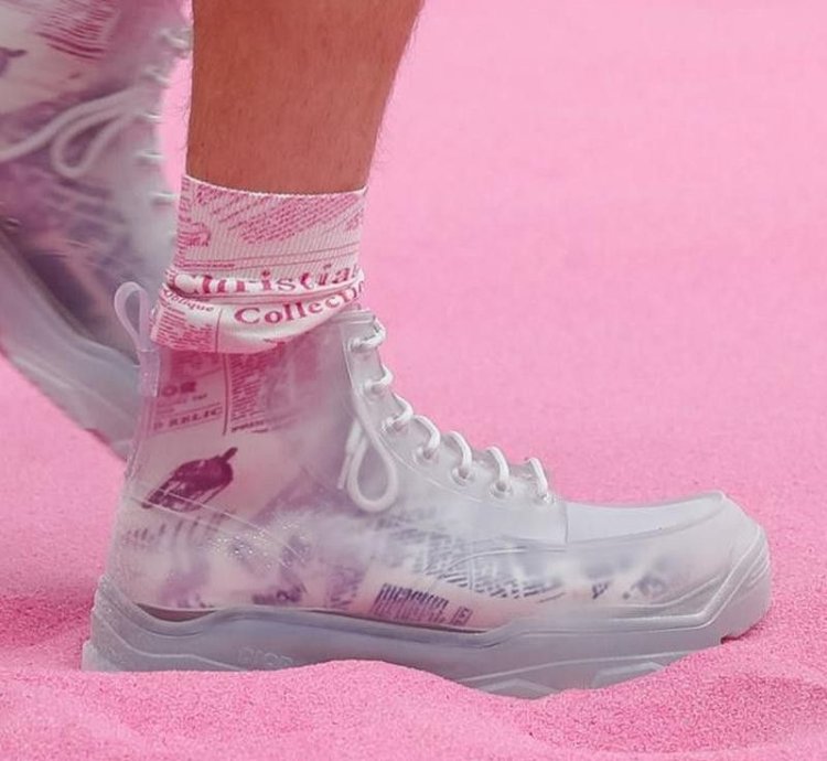 Dior And Danielarsham Translucentwhite Hightop Rubber Boots