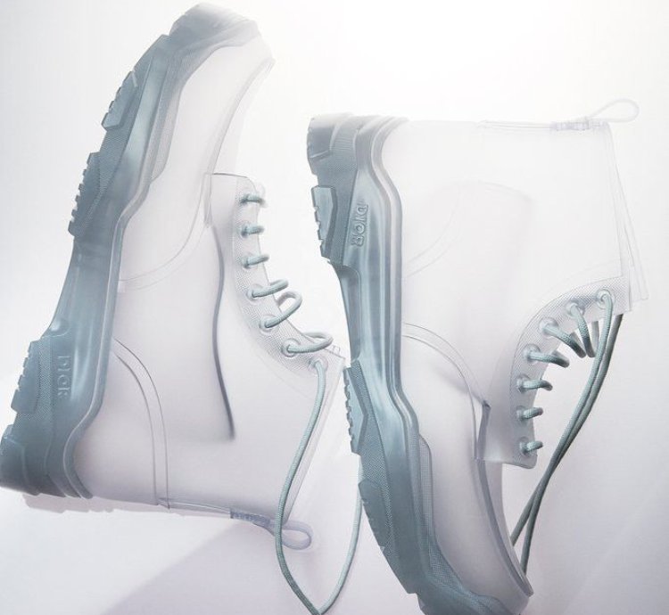 Dior And Danielarsham Translucentwhite Hightop Rubber Boots