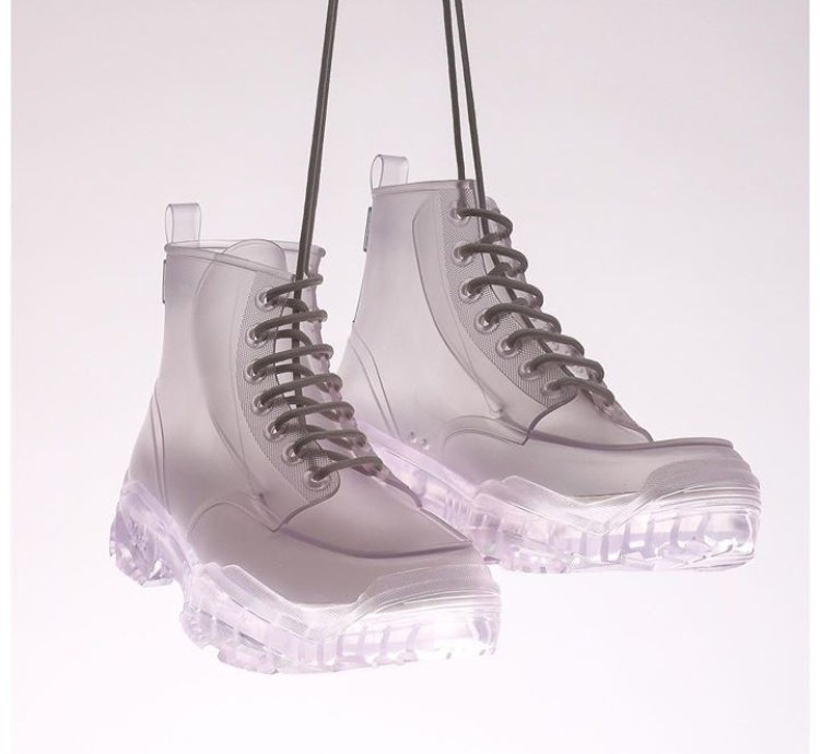 Dior And Danielarsham Translucentwhite Hightop Rubber Boots