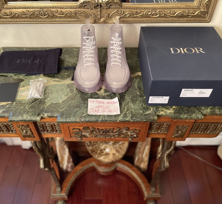 Dior And Danielarsham Translucentwhite Hightop Rubber Boots