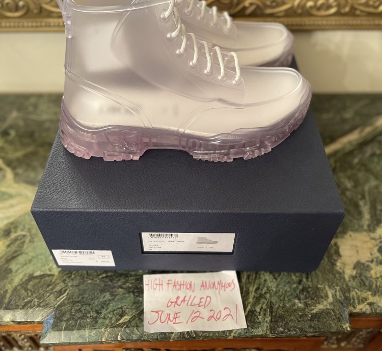 Dior And Danielarsham Translucentwhite Hightop Rubber Boots