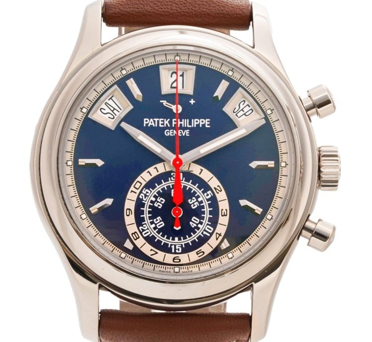 Patek Philippe Annual Calendar Chronograph Flyback Complication Blue Dial White Gold 5960 01g-001