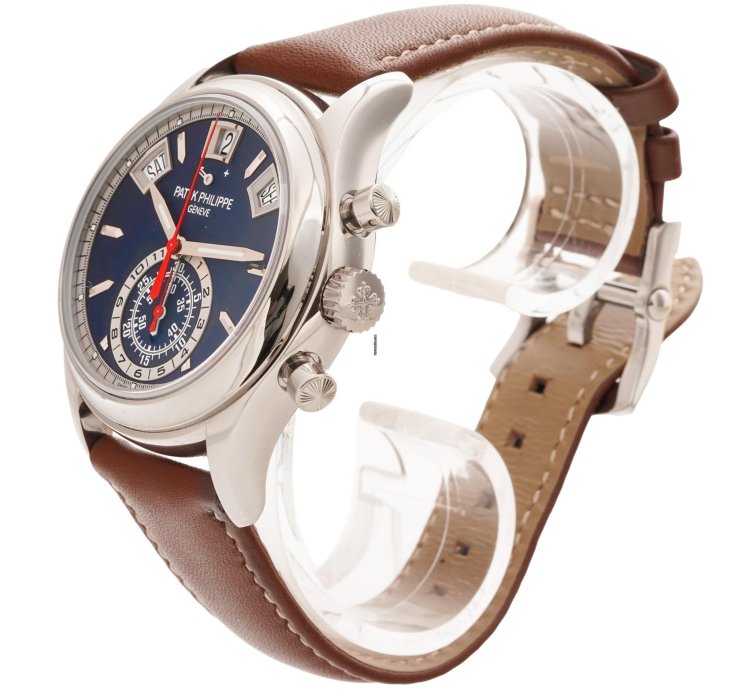 Patek Philippe Annual Calendar Chronograph Flyback Complication Blue Dial White Gold 5960 01g-001