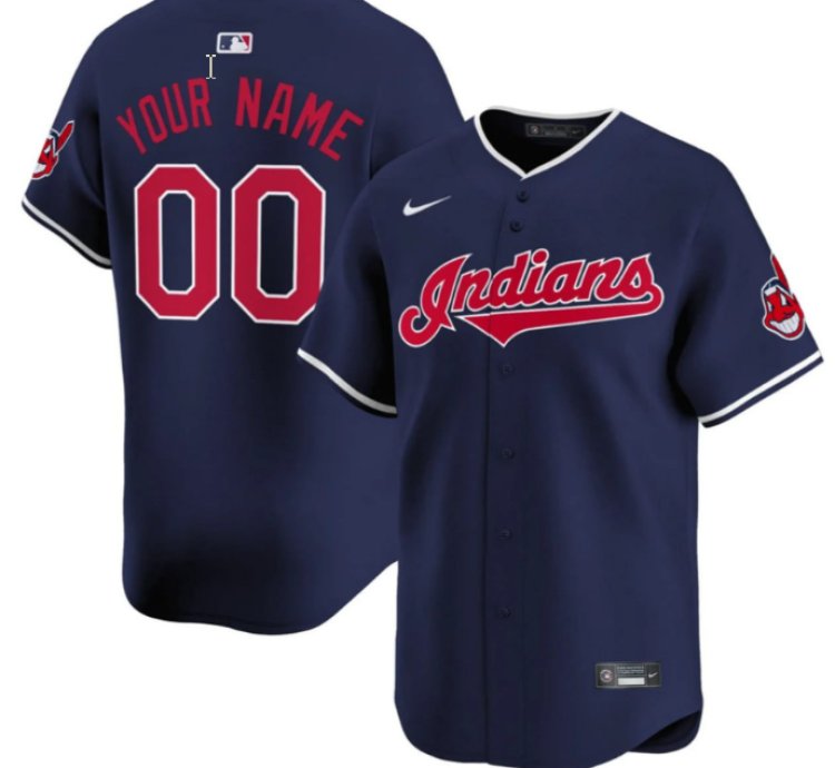 Custom Cleveland Indians Jersey Name And Number Navy All Stitched