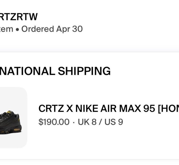 Nike Air Max 95 Corteiz Honey Blacks Order Confirmed