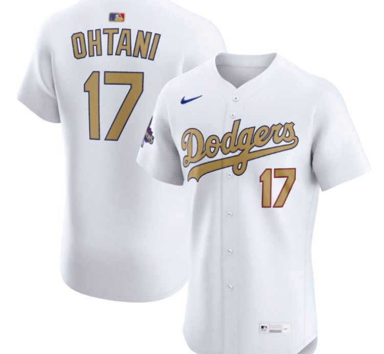 Shohei Ohtani 17 Los Angeles Dodgers 2025 Gold Collection Elite Men Jersey - White