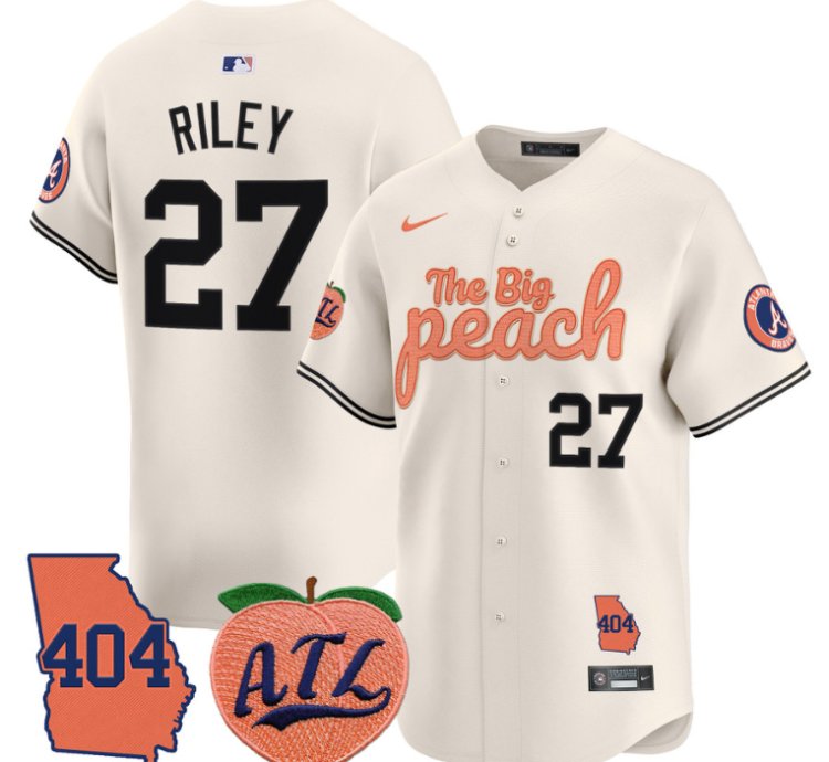 Austin Riley Jersey 27 Atlanta Braves 404 The Big Peach Premier Limited Stitched Cream
