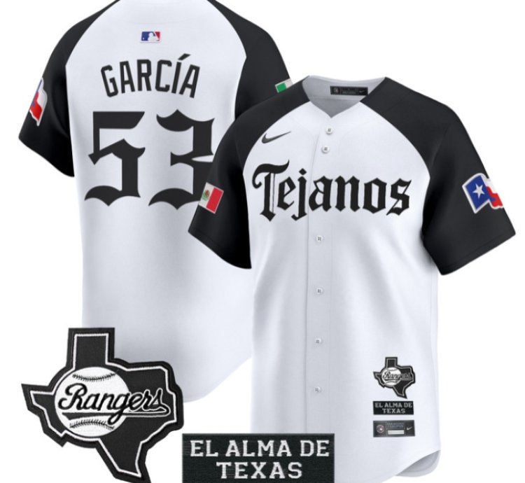 Adolis Garcia Jersey 53 Texas Rangers Mexico Tejano Barrio Style Vapor Limited Stitched Alternate