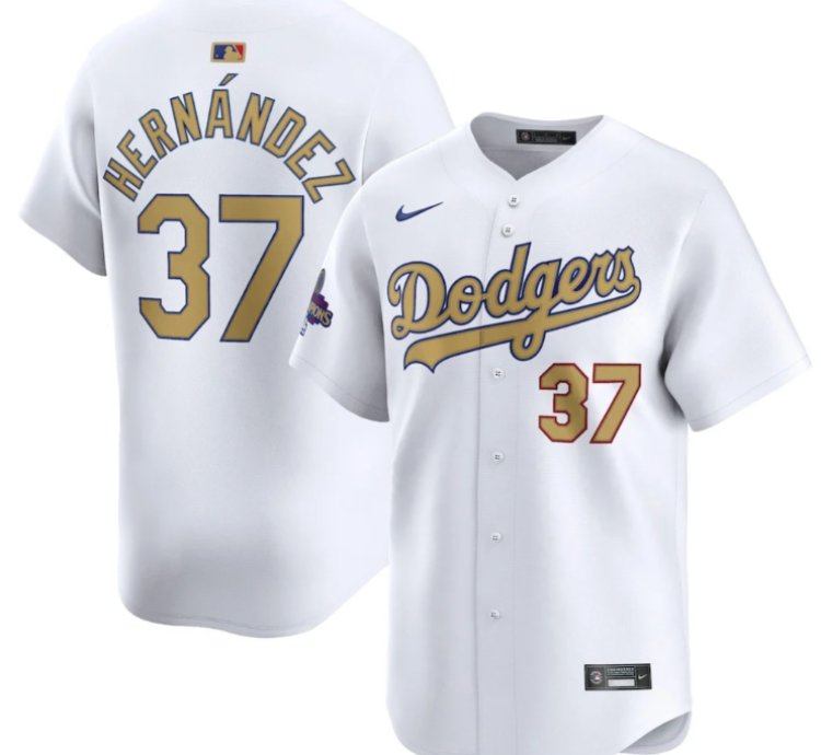Teoscar Hernández 37 Los Angeles Dodgers 2025 Gold Collection Limited Men Jersey - White
