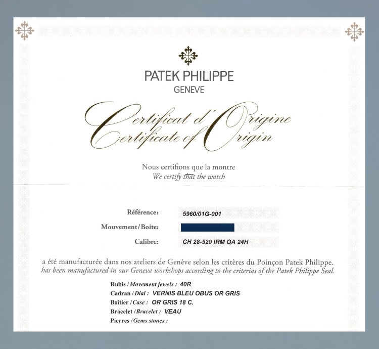 Patek Philippe Annual Calendar Chronograph Papers Mint 5960g White Gold Chrono Blue Calendar 40 5mm Watch