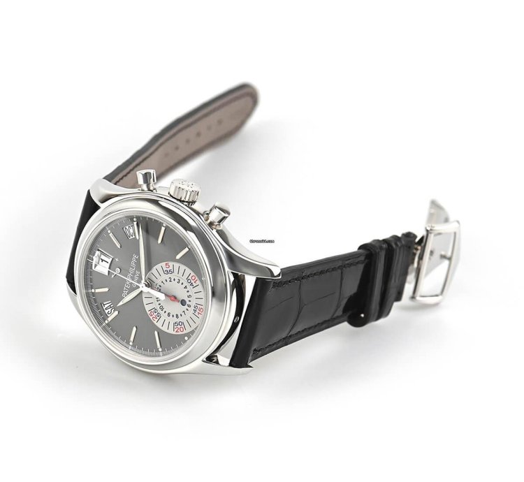 Patek Philippe Annual Calendar Chronograph Platinum Annual Calendar Chronograph Day Night Power Gray 40 5mm Box Papers 5960p-001