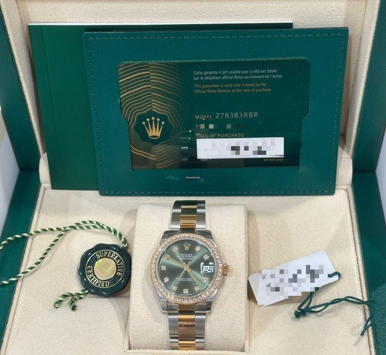 Rolex Datejust 31 278383rbr Datejust 31mm Steel White Gold Green Dial Diamond Set Diamond Bezel Oyster
