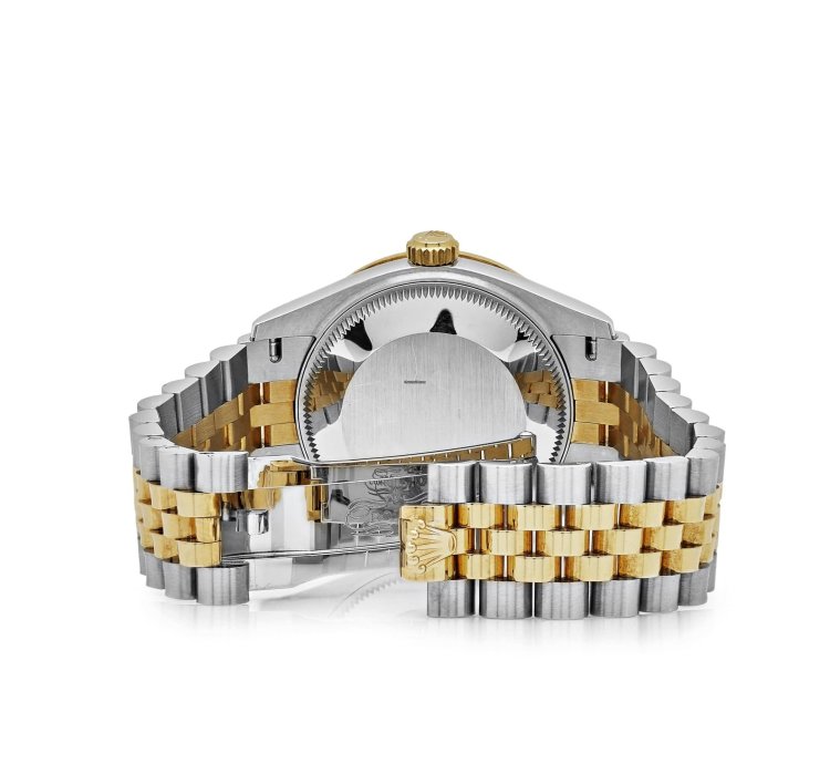 Rolex Datejust 31 278383rbr Ladies Yellow Gold Stainless Steel Green Roman Dial Diamond Bezel