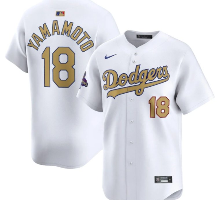 Yoshinobu Yamamoto 18 Los Angeles Dodgers 2025 Gold Collection Limited Men Jersey - White