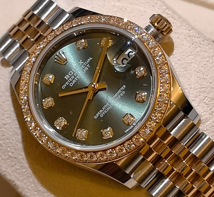 Rolex Datejust 31 278383rbr Steel And Yellow Gold Olive Green Diamond Dia
