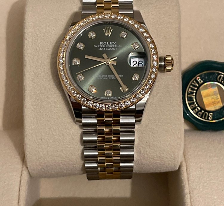 Rolex Datejust 31 278383rbr Steel And Yellow Gold Olive Green Diamond Dia